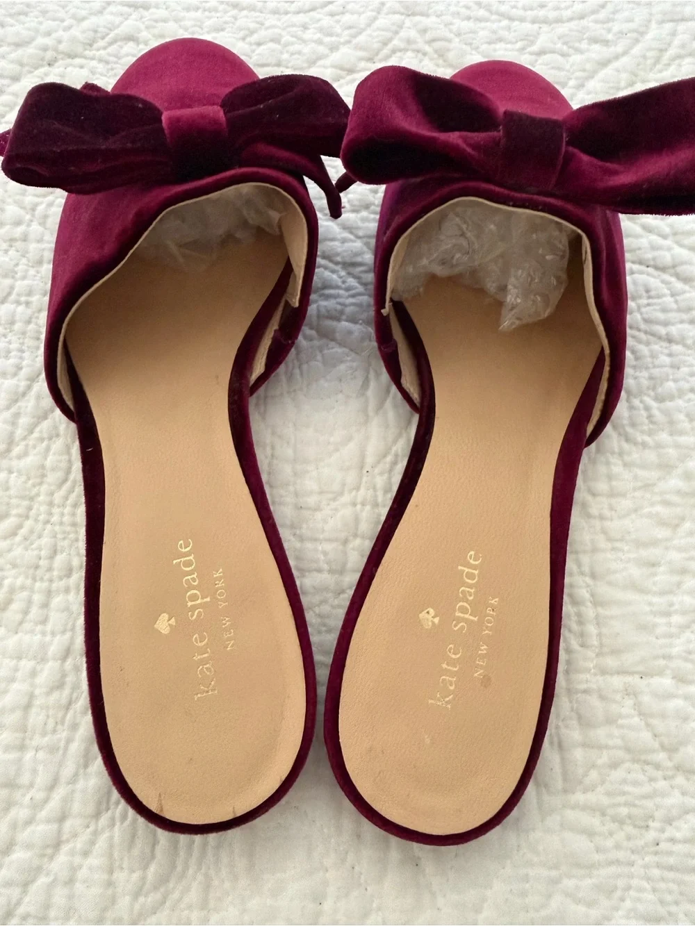 Kate Spade Madra Bordeaux Velvet  Slip On Flats Mules 9M